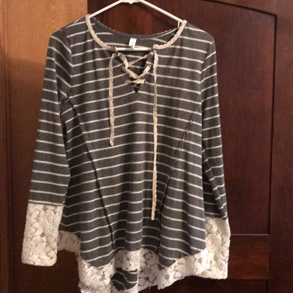 Gray striped top